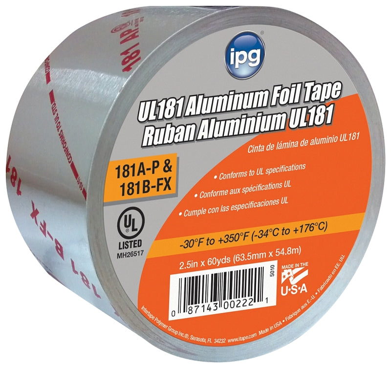 INTERTAPE POLYMER IPG 5010-B Foil Tape with Liner, 60 yd L, 2-1/2 in W, Aluminum Backing