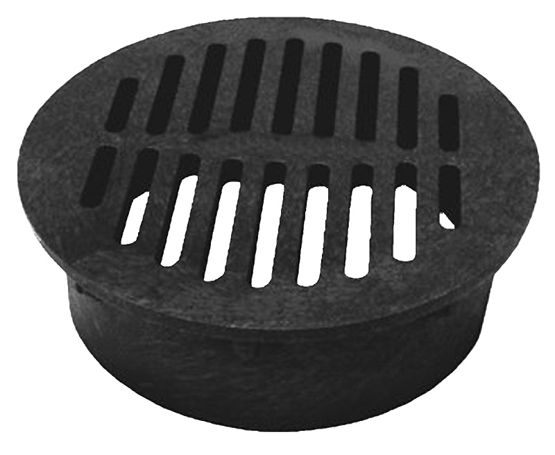 NDS NDS 40 Drain Grate, 6 in Dia, 6-3/4 in L, 6-3/4 in W, Round, 1/4 in Grate Opening, HDPE, Black