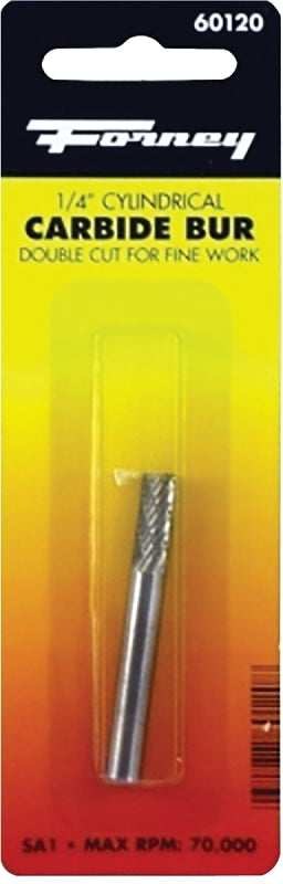 FORNEY Forney 60120 Burr, 1/4 in Dia Cutting, 1/4 in Shank, 2 in L, Cylinder Shank, Tungsten Carbide Cutting Edge