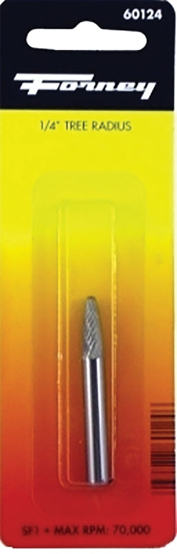 FORNEY Forney 60124 Burr, 1/4 in Dia Cutting, 1/4 in Shank, Tree Radius Shank, Tungsten Carbide Cutting Edge TOOLS FORNEY