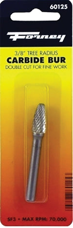 FORNEY Forney 60125 Burr, 3/8 in Dia Cutting, 1/4 in Shank, Tree Radius Shank, Tungsten Carbide Cutting Edge TOOLS FORNEY