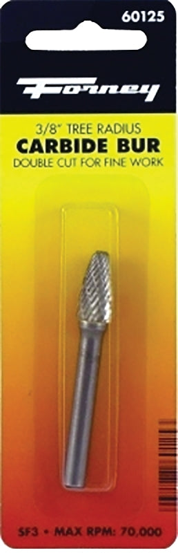 FORNEY Forney 60125 Burr, 3/8 in Dia Cutting, 1/4 in Shank, Tree Radius Shank, Tungsten Carbide Cutting Edge TOOLS FORNEY