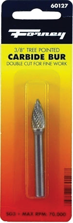 FORNEY Forney 60127 Burr, 3/8 in Dia Cutting, 1/4 in Shank, Tree Pointed Shank, Tungsten Carbide Cutting Edge TOOLS FORNEY