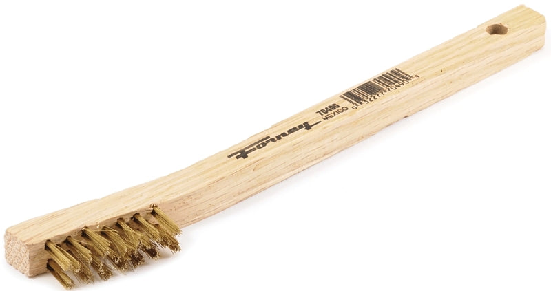 FORNEY Forney 70490 Scratch Brush, Brass Bristle, 0.006 in L Trim, Wood Handle, 7-3/4 in L Handle