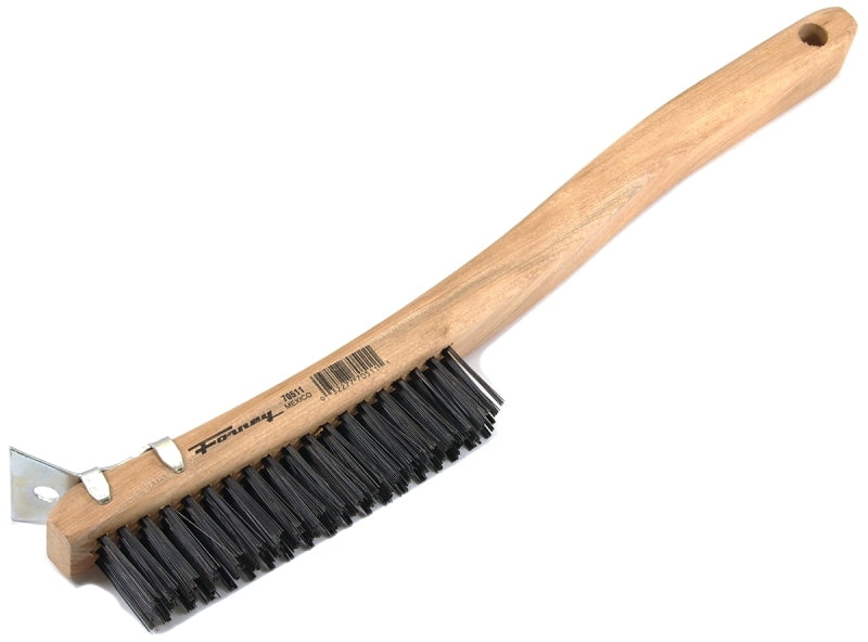 FORNEY Forney 70511 Scratch Brush with Scraper, 0.014 in L Trim, Carbon Steel Bristle, 13-11/16 in OAL