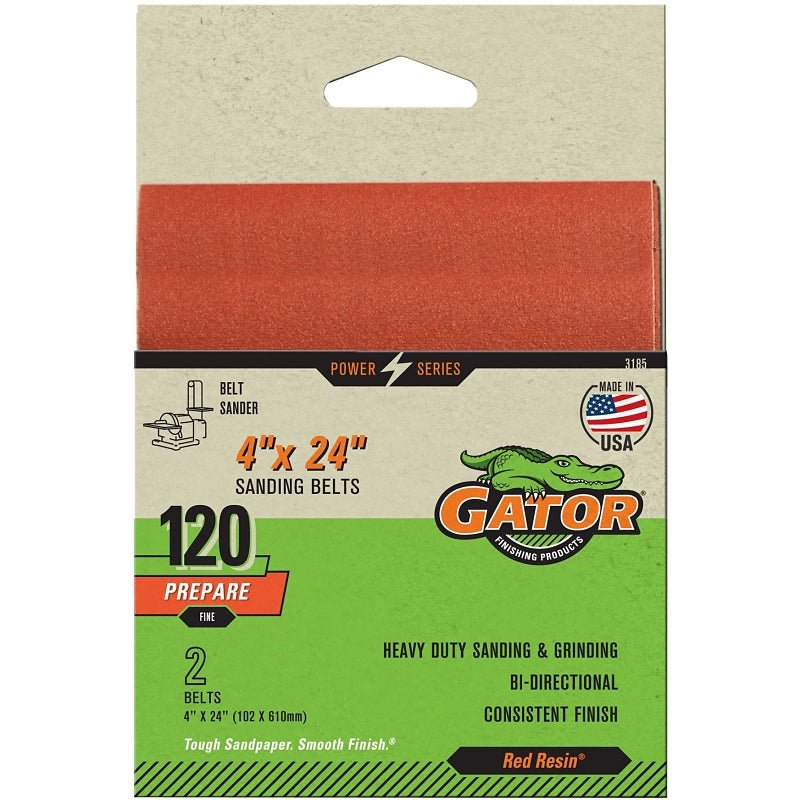 GATOR Gator 3185 Sanding Belt, 24 in L, 4 in W, 120 Grit, Fine, Aluminum Oxide Abrasive TOOLS GATOR