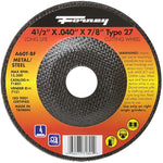 FORNEY Forney 71801 Cut-Off Wheel, 4-1/2 in Dia, 0.04 in Thick, 7/8 in Arbor, 60 Grit, Aluminum Oxide Abrasive, Medium TOOLS FORNEY