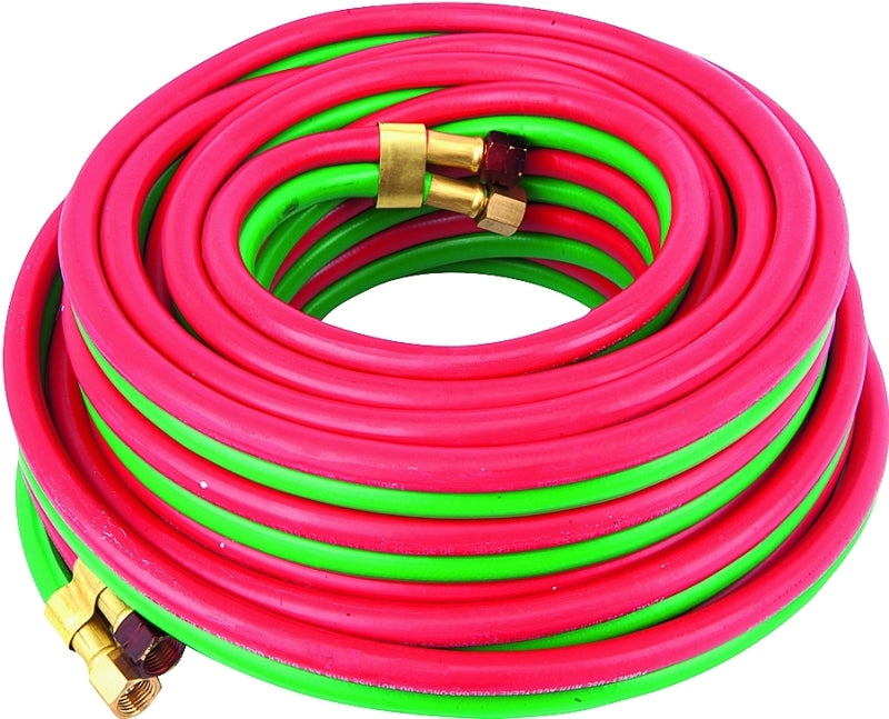 FORNEY Forney 86145 Welder Torch Hose, 1/4 in ID, 25 ft L, 100 psi Pressure, 9/16-18 Thread, Neoprene, Green/Red