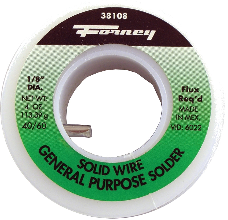 FORNEY Forney 38108 Solder, Silver/White, 4 oz, Solid, 460 deg F Melting Point