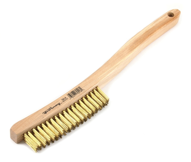 FORNEY Forney 70518 Scratch Brush, 2-1/4 in W Brush, Brass Bristle, 0.012 in L Trim, Wood Handle, Curved Handle