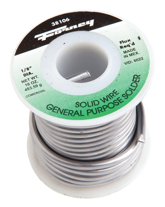 FORNEY Forney 38106 Solder, 16 oz, Solid, Silver/White, 575 deg F Melting Point