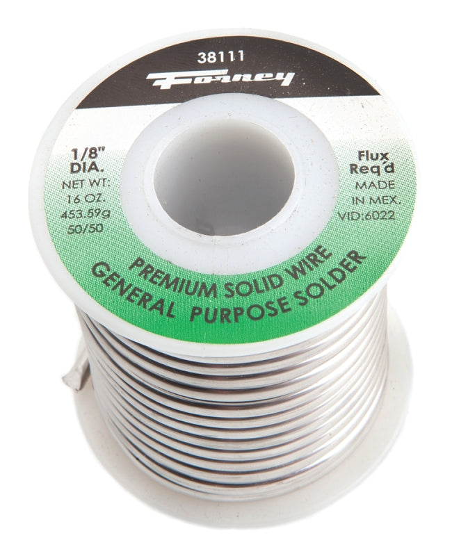 FORNEY Forney 38111 Solder, 16 oz, Solid, Silver/White, 421 deg F Melting Point