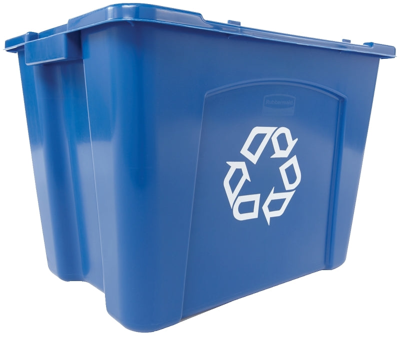 RUBBERMAID Rubbermaid FG571473BLUE Recycling Box, 14 gal, Resin, Blue, 20-3/4 in L x 16 in W x 14-3/4 in D Dimensions CLEANING & JANITORIAL SUPPLIES RUBBERMAID