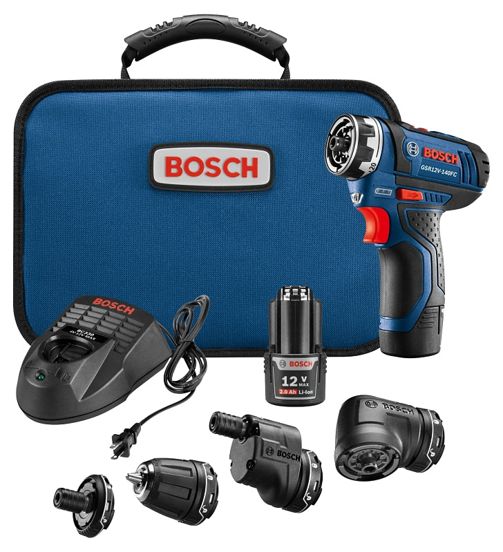 BOSCH Bosch Flexiclick GSR12V-140FCB22 Drill/Driver System, Battery Included, 12 V, 2 Ah, 1/4 in Chuck, Keyless Chuck TOOLS BOSCH