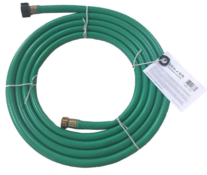 LAWN & GARDEN LLC Swan SNR015FM Garden Hose, 5/8 in, 15 ft L, Brass/Vinyl, Green