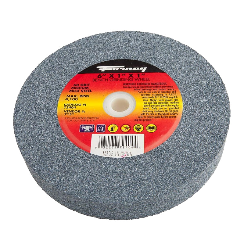 FORNEY Forney 72404 Bench Grinding Wheel, 6 in Dia, 1 in Arbor, 60 Grit, Medium, Aluminum Oxide Abrasive TOOLS FORNEY