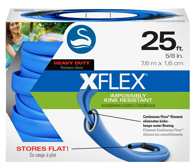 SWAN Swan CSNXF58025 Heavy-Duty Garden Hose, 5/8 in, 25 ft L, Female, Polymer, Blue