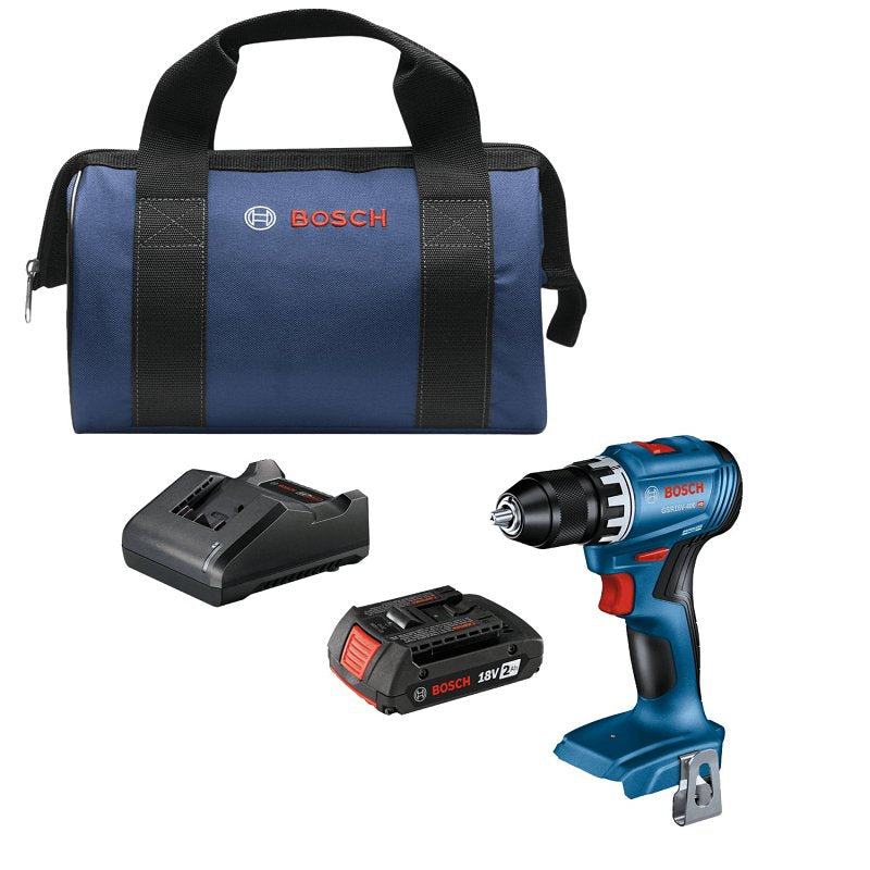 BOSCH Bosch GSR18V-400B22 Cordless Drill Kit, Battery Included, 18 V, 2 Ah, 1/2 in Chuck, Keyless Chuck TOOLS BOSCH