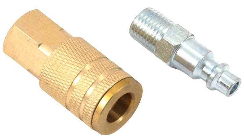 FORNEY INDUSTRIES Forney 75305 Plug and Coupler Set, Industrial/Milton Style, 1/4 in, FNPT x MNPT, Brass/Steel TOOLS FORNEY INDUSTRIES