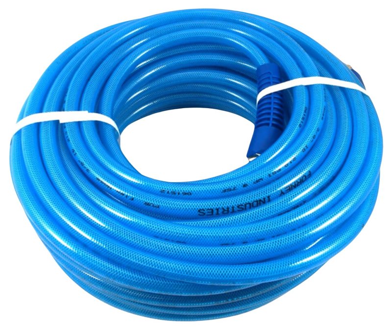 FORNEY INDUSTRIES Forney 75445 Flex Air Hose, 3/8 in ID, 1/4 in OD, 100 ft L, MNPT, 210 psi Pressure, Polyurethane, Blue