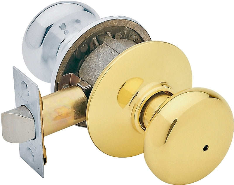 SCHLAGE LOCK Schlage Plymouth Series F40 PLY 605 X 625 Privacy Lockset, Round Design, Knob Handle, Bright Brass/Bright Chrome, Metal HARDWARE & FARM SUPPLIES SCHLAGE LOCK