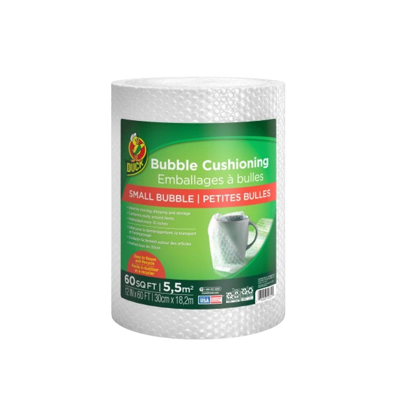 DUCK Duck 286687 Bubble Wrap, 60 ft L, 12 in W, Nylon, Clear HOUSEWARES DUCK