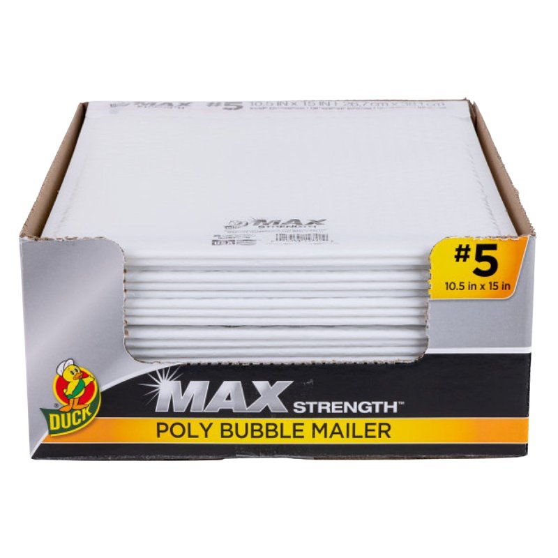 DUCK Duck Max Strength 288118 #5 Bubble Mailer, #5, White, Self-Seal HOUSEWARES DUCK