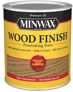 MINWAX Minwax 700474444 Wood Stain, Weathered Oak, Liquid, 1 qt Can PAINT MINWAX