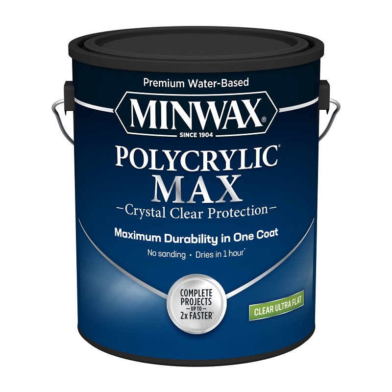 MINWAX Minwax Polycrylic 688885555 Interior Wood Stain, Ultra Flat, Clear, Liquid, 1 gal PAINT MINWAX