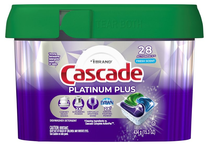 CASCADE Cascade Platinum Plus ActionPacs Series 80798637 Dishwasher Detergent, 14.7 oz Box, Pod, Fresh CLEANING & JANITORIAL SUPPLIES CASCADE