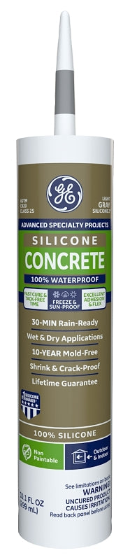 HENKEL CONSUMER ADHESIVES GE Advanced Specialty Silicone 2 2816709 Concrete Silicone, Light Gray, 24 hr Curing, 10.1 fl-oz Cartridge