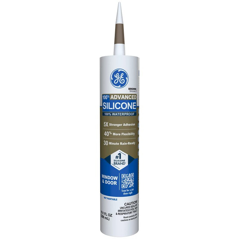 HENKEL CONSUMER ADHESIVES GE Advanced Silicone 2 2813701 Window & Door Sealant, Brown, 24 hr Curing, 10.1 fl-oz Cartridge PAINT HENKEL CONSUMER ADHESIVES