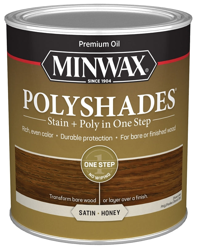 MINWAX Minwax 613960444 Waterbased Polyurethane Stain, Satin, Liquid, Honey, 1 qt PAINT MINWAX