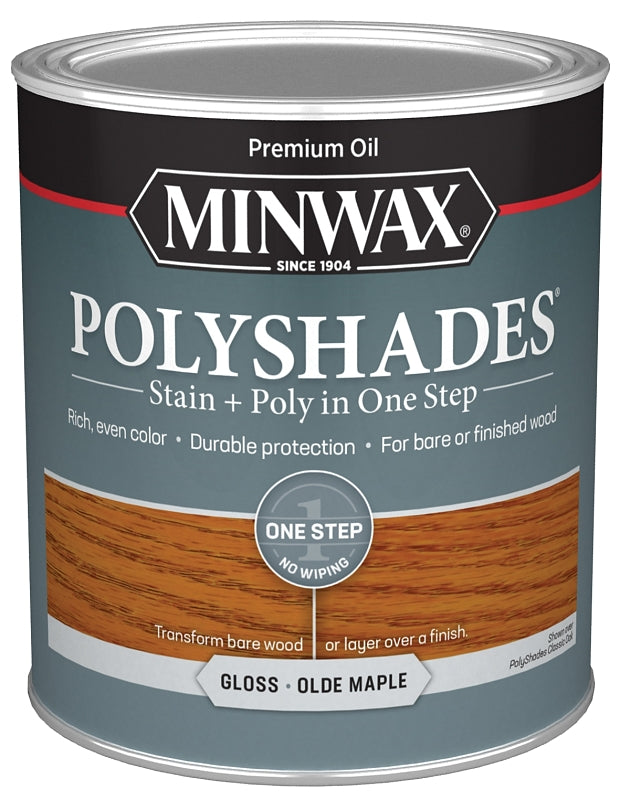 MINWAX Minwax 61430444 Waterbased Polyurethane Stain, Gloss, Liquid, Olde Maple, 1 qt, Can PAINT MINWAX