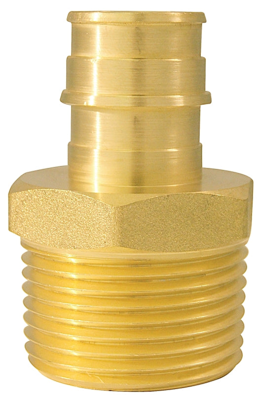 APOLLO Apollo ExpansionPEX Series EPXMA341 Reducing Pipe Adapter, 3/4 x 1 in, Barb x MPT, PEX-A, Brass, 200 psi Pressure