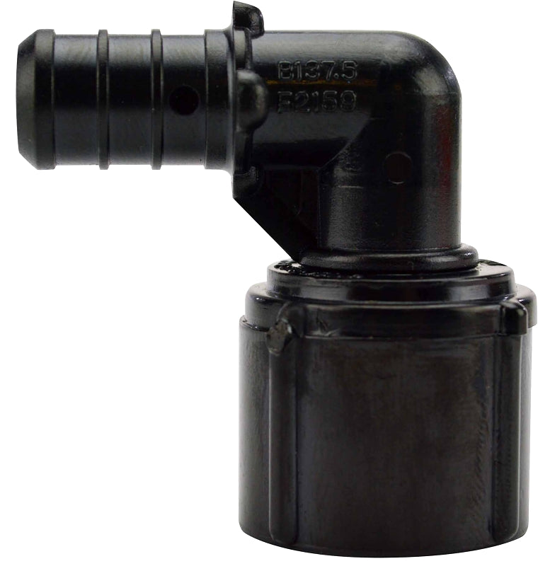 APOLLO Apollo PXPAFES125PK Pipe Elbow, 1/2 in, Barb x FPT, PEX-B, 90 deg Angle, Plastic, Black, 200 psi Pressure