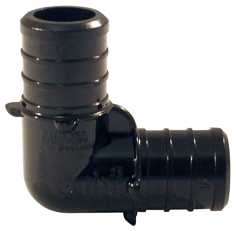 APOLLO Apollo PXPAE115PK Pipe Elbow, 1 in, Barb, 90 deg Angle, Plastic, Black, 200 psi Pressure