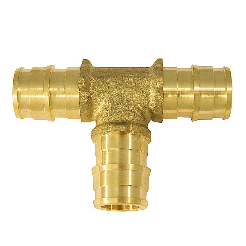 APOLLO Apollo Expansion Series EPXT12 Pipe Tee, 1/2 in, Barb, PEX-A, Brass, 200 psi Pressure