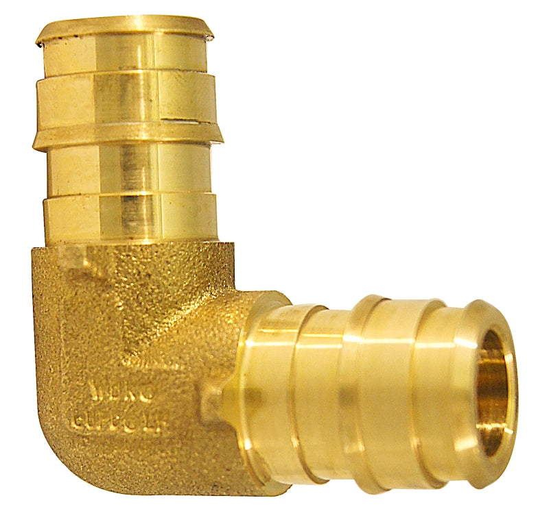 APOLLO Apollo ExpansionPEX Series EPXE1212 Pipe Elbow, 1/2 in, Barb, 90 deg Angle, Brass, 200 psi Pressure, 1/PK