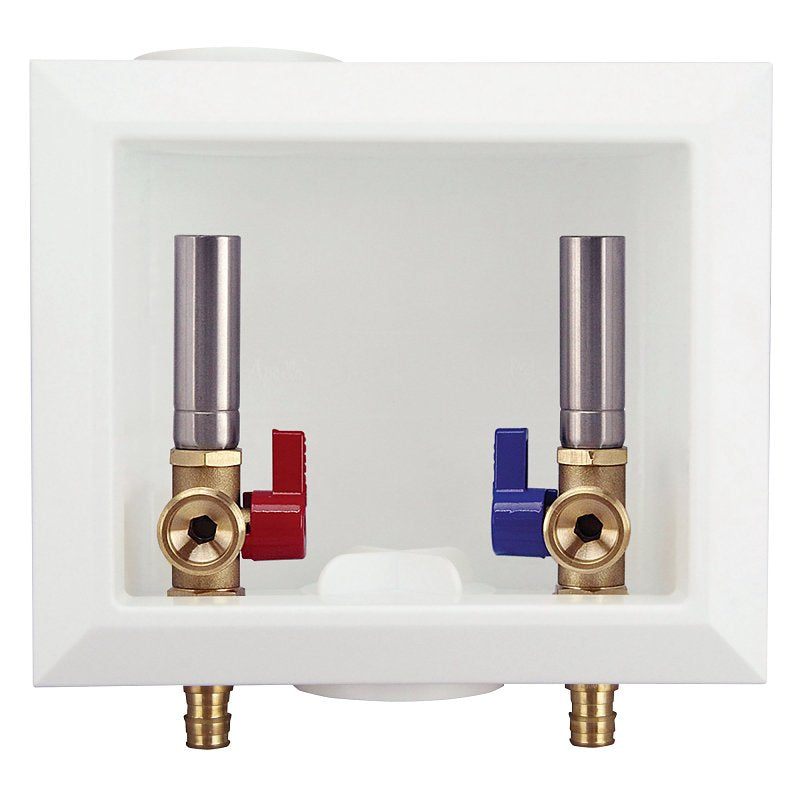 APOLLO Apollo EPXBOXWMWH Washing Machine Outlet Box with Water Hammer Arrestors, 1/2 x 3/4 in Connection, Brass