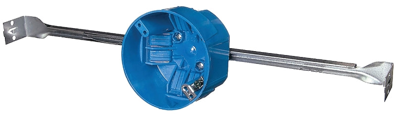 CARLON Carlon B620KR-UPC Ceiling Box, Adjustable Bar Hanger Mounting, 4 in W, 4 in D, 2-1/4 in H, 1-Gang, Polycarbonate, Blue ELECTRICAL CARLON