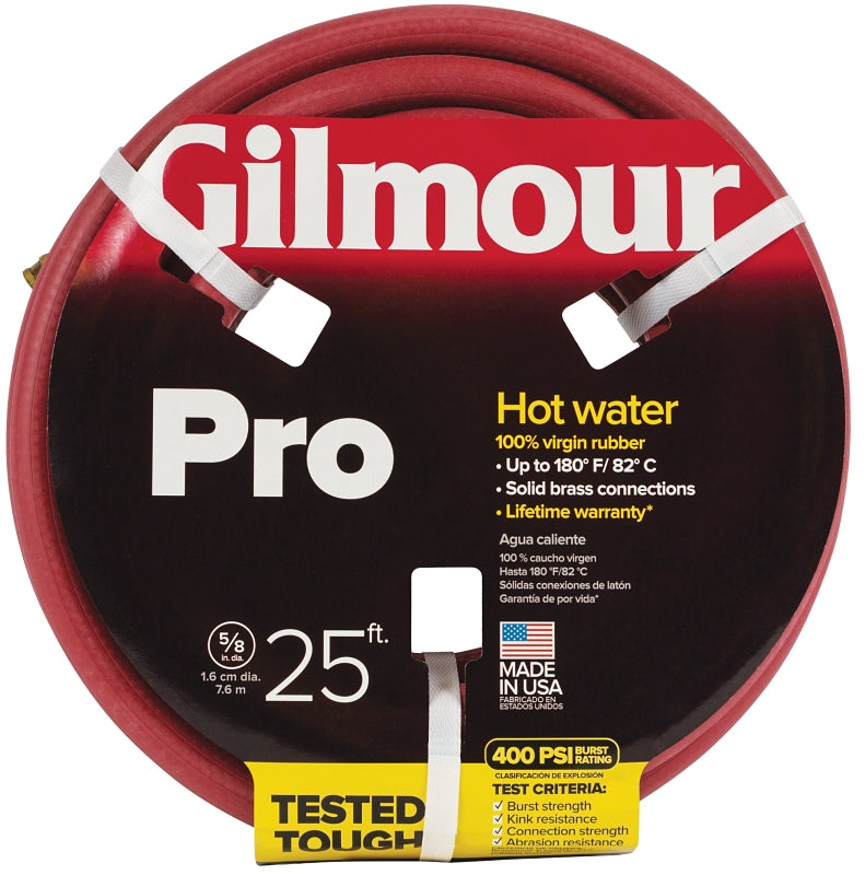 GILMOUR MFG Gilmour 18-58025 Garden Hose, 25 ft L, Rubber, Red