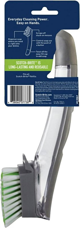 SCOTCH-BRITE Scotch-Brite 751U-4 Soap Control Dishwand Brush, Nylon Bristle, 12 in L, Plastic Handle, Gray CLEANING & JANITORIAL SUPPLIES SCOTCH-BRITE