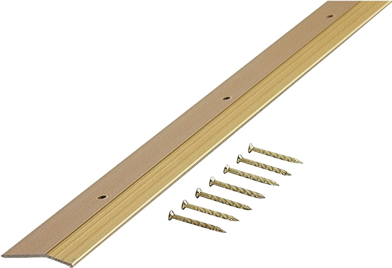 M-D M-D 72074 Carpet Trim, 36 in L, 1.38 in W, Smooth Surface, Aluminum, Satin Brass