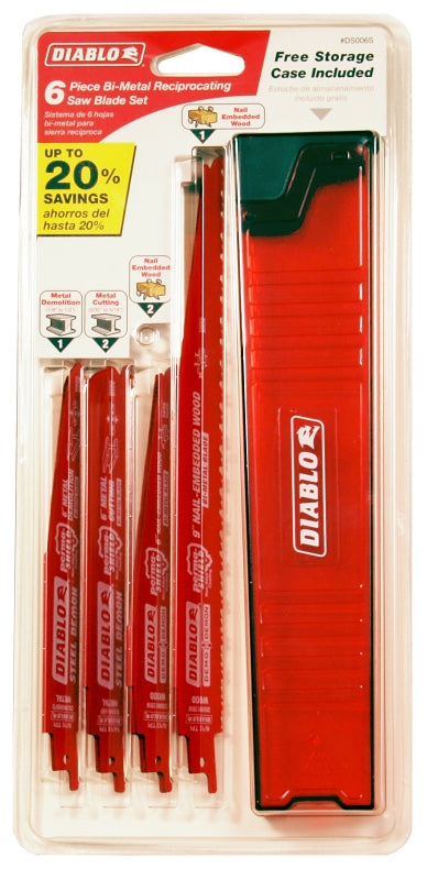DIABLO Diablo DS006S Reciprocating Saw Blade Set, 6-Piece, Steel, Perma-Shield