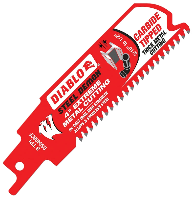 DIABLO Diablo DS0408CF Series Reciprocating Saw Blade, Applicable Materials: Cast Iron, Metal, Stainless Steel, 1 in W, 4 in L TOOLS DIABLO