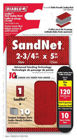 DIABLO Diablo SandNet DND234120S10N Sanding Sheet, 2-3/4 in L, 120 Grit, Aluminum Oxide Abrasive PAINT DIABLO