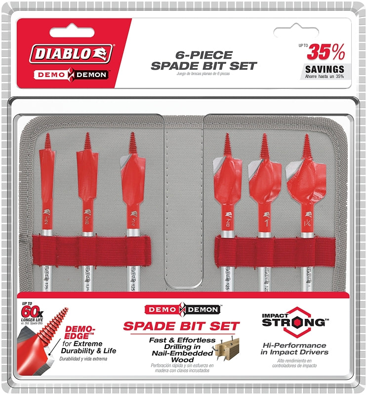 DIABLO Diablo Demo Demon DSPD4920-S6 Spade Bit Set, 6-Piece, HSS TOOLS DIABLO