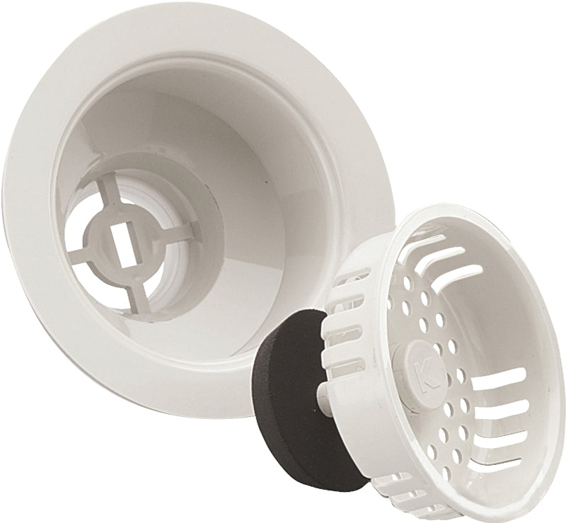 KEENEY Keeney Color Line Series K1442WH Basket Strainer with Fixed Post, 4-7/16 in Dia, Plastic, 3 in Dia x 0.95 in H Mesh PLUMBING, HEATING & VENTILATION KEENEY