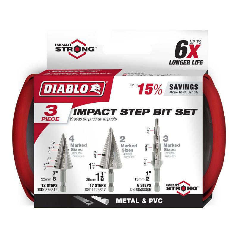DIABLO Diablo DSDS003 Impact Strong Step Drill Bit Set, 3-Piece